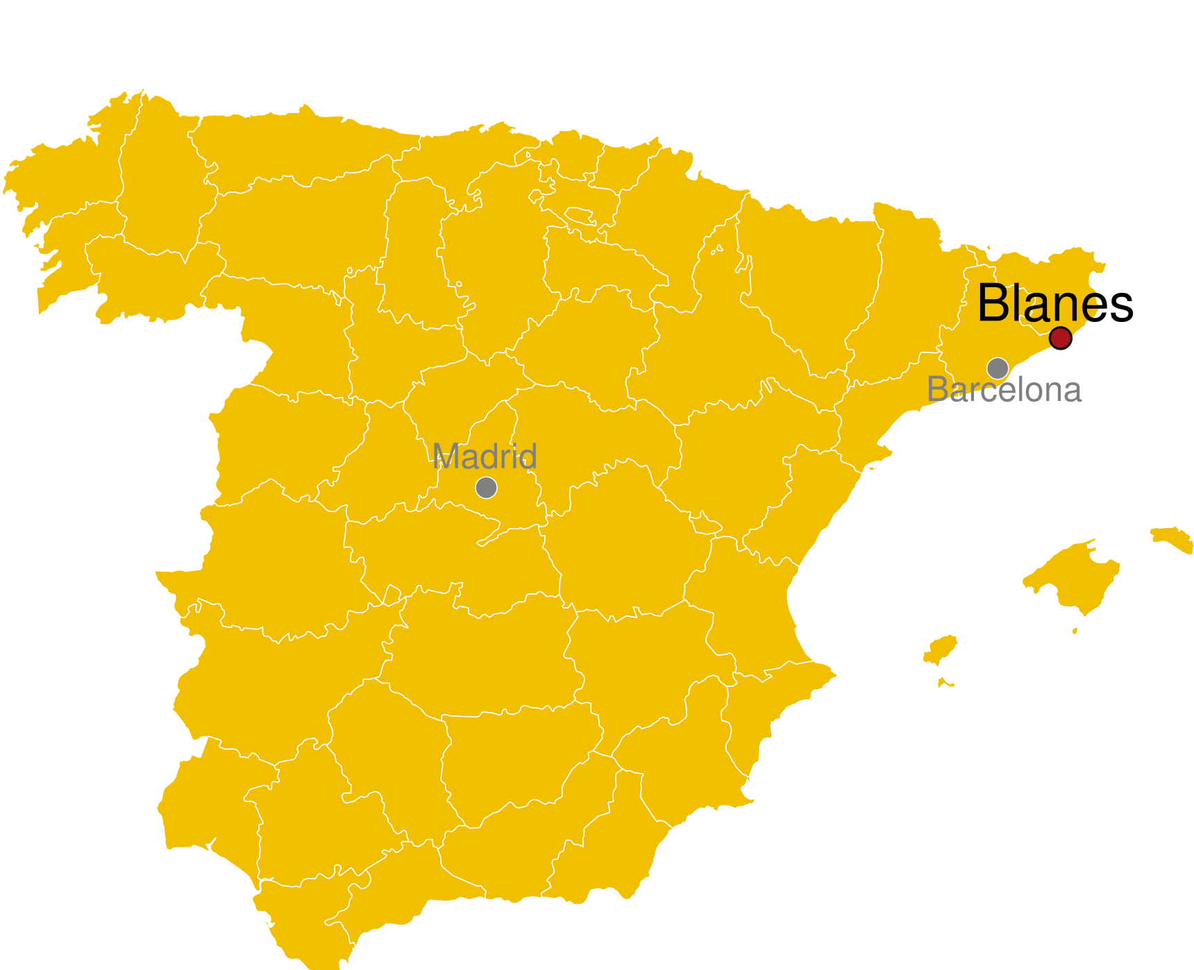 Kaart Blanes Spanje - waar ligt Blanes
