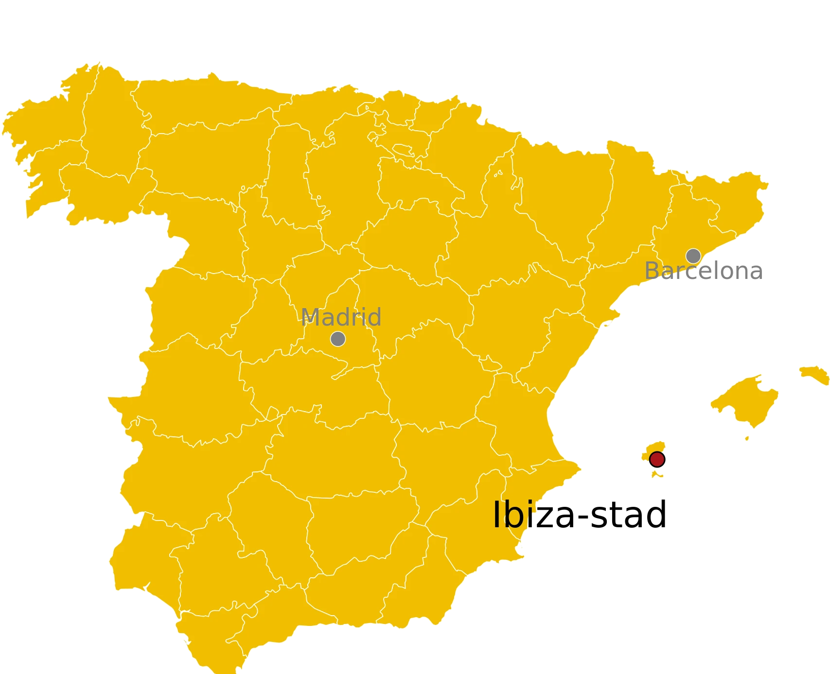 Kaart Ibiza-stad Spanje - waar ligt Ibiza-stad