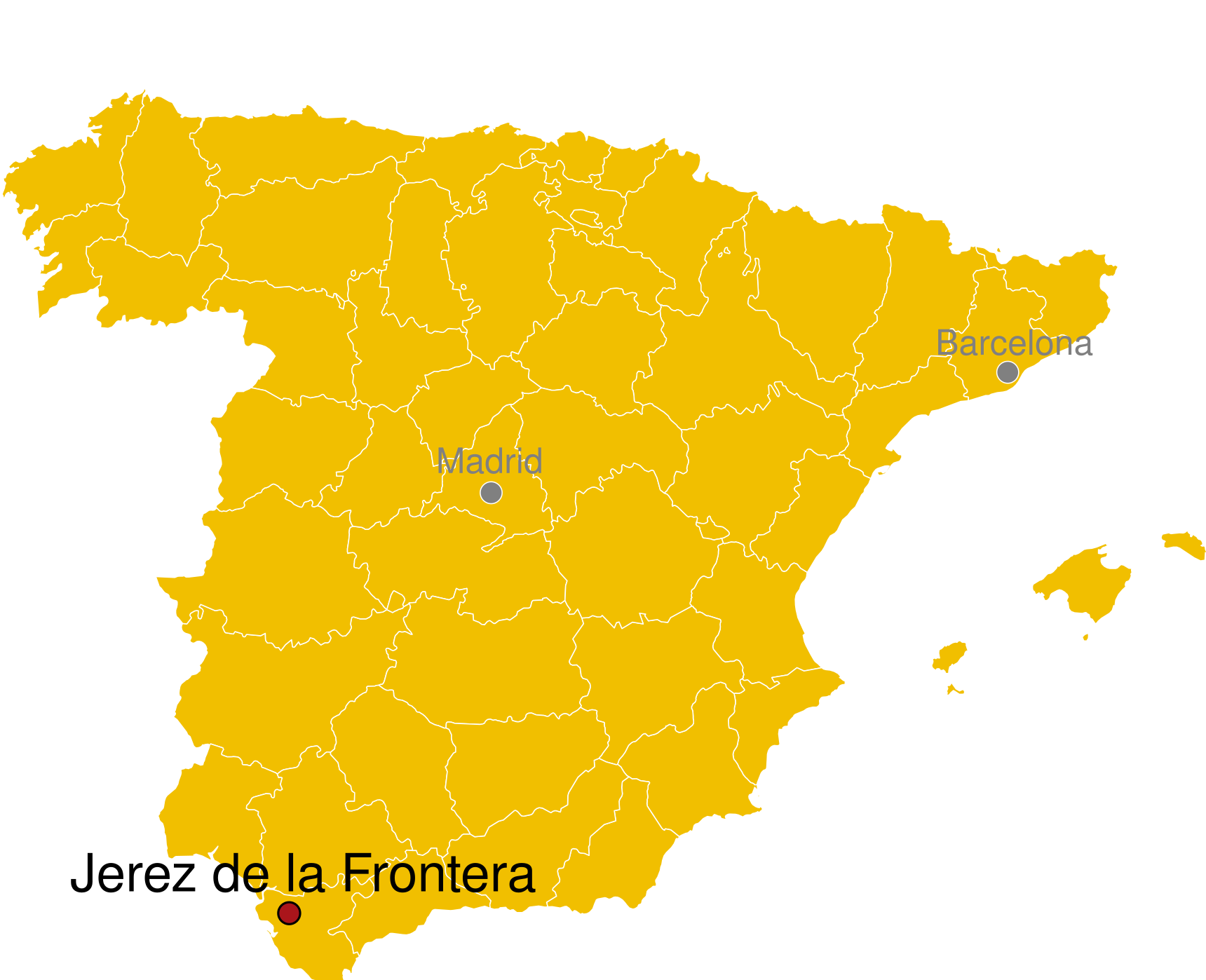 Kaart Jerez de la Frontera Spanje - waar ligt Jerez