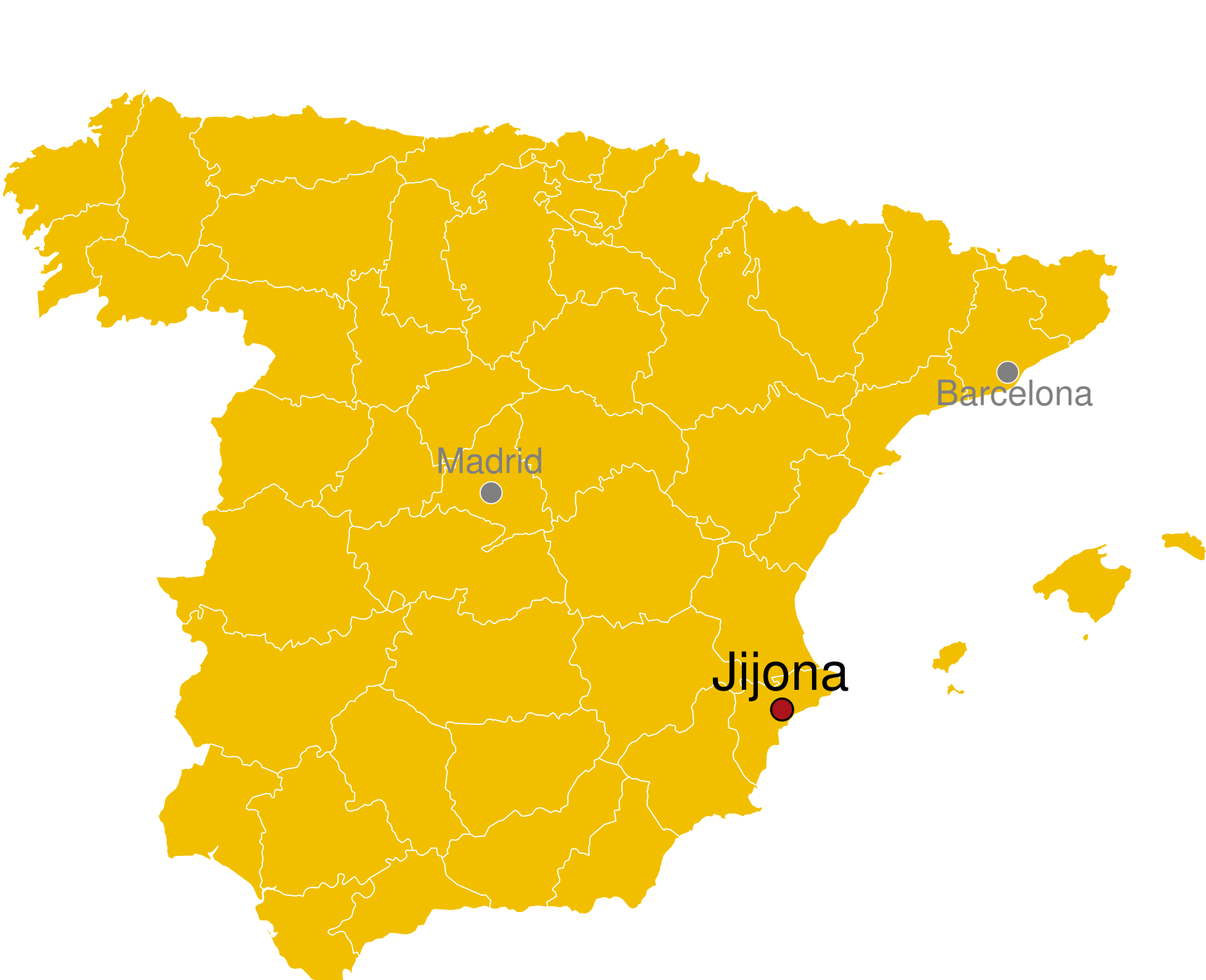 Kaart Jijona Spanje - waar ligt Jijona
