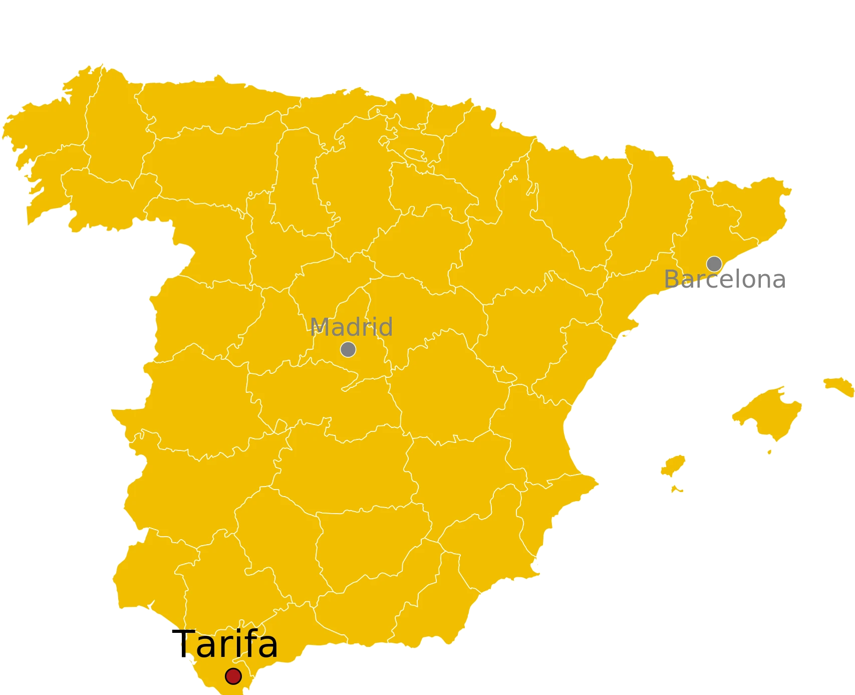 Kaart Tarifa Spanje - waar ligt Tarifa