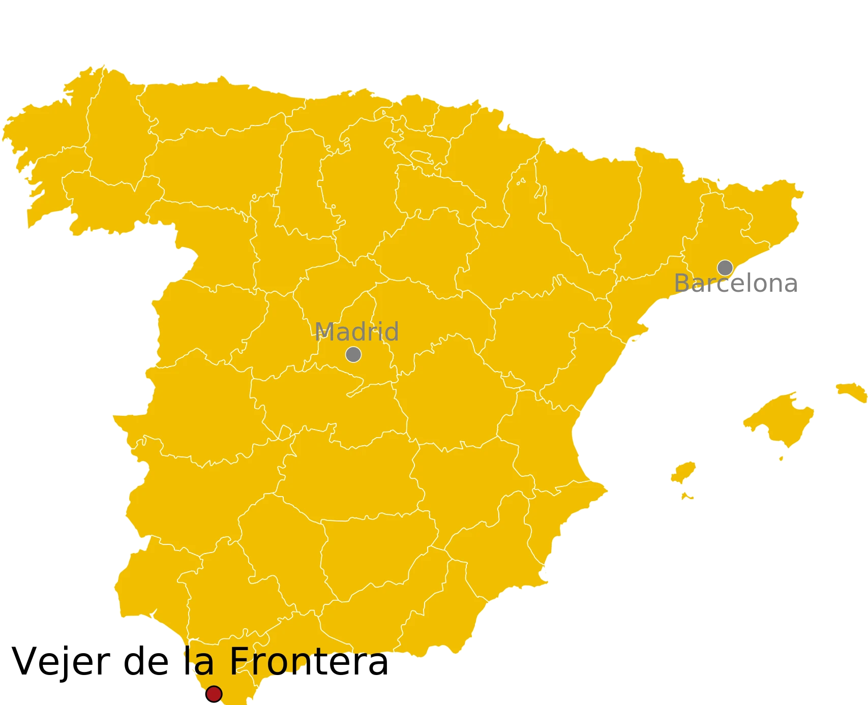 Locatie van Vejer de la Frontera in Spanje Kaart Vejer de la Frontera Spanje - waar ligt Vejer de la Frontera